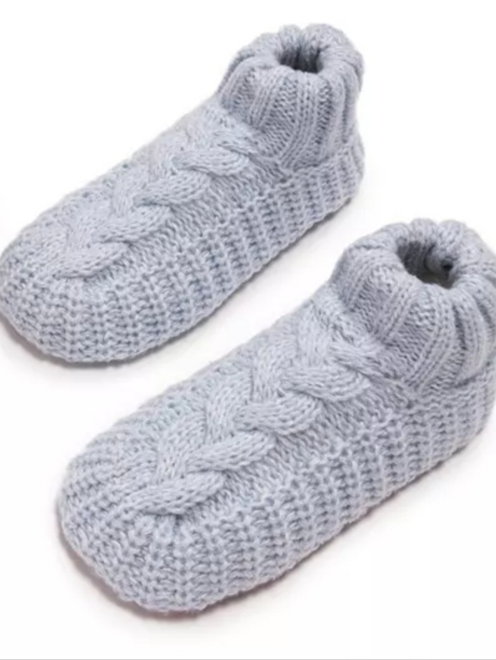 Muk Luks Cuffed Sweater Knit Bootie Slippers Light Gray Small (6-8)